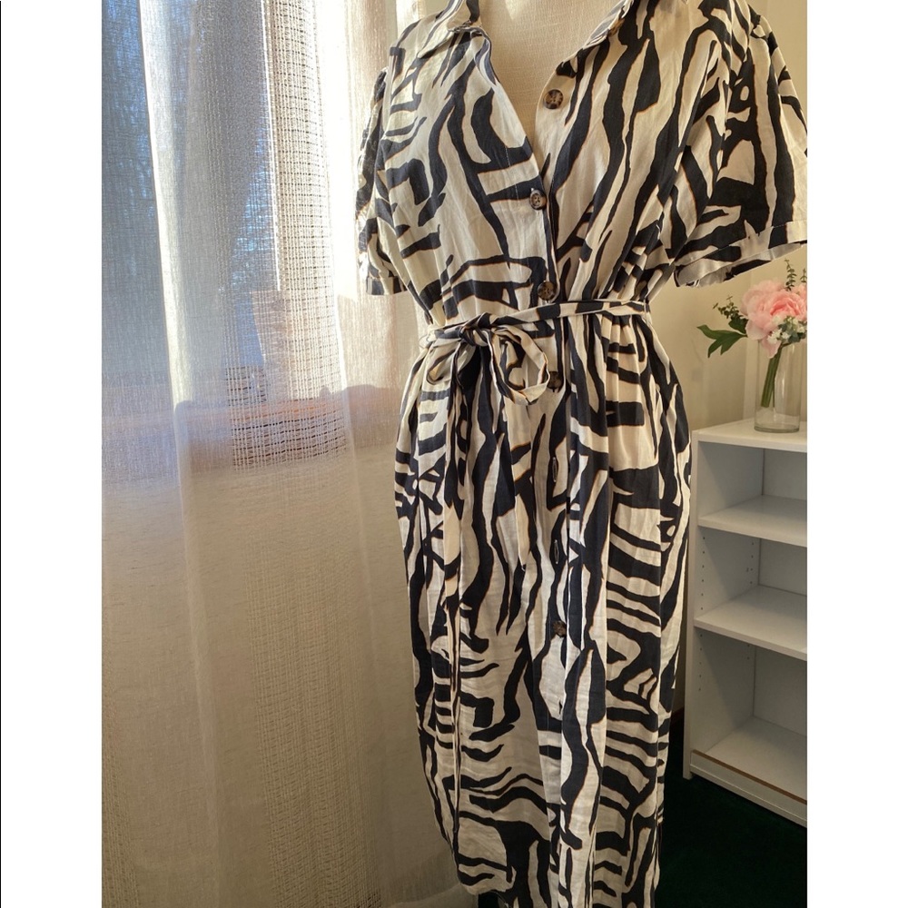 Zebra Print Button Up Dress